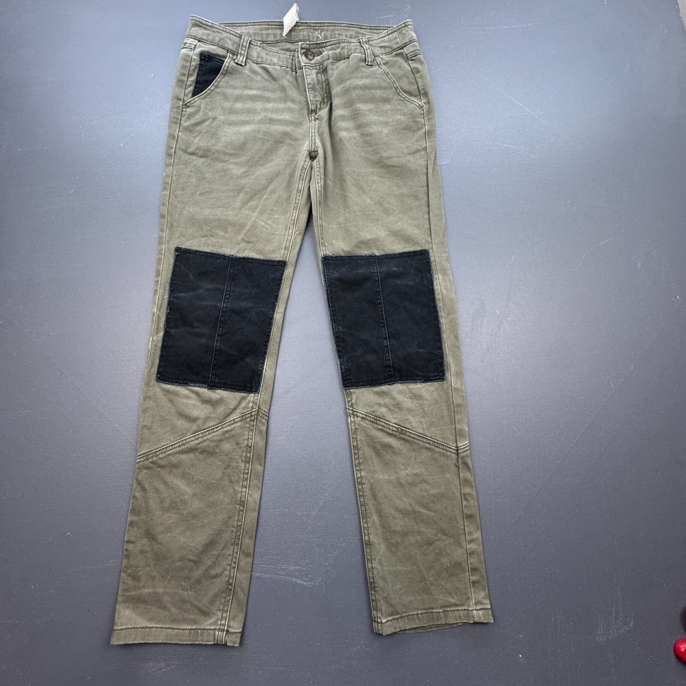 Free People Women's Size 2 Olive Green Patchwork Utility Pants Stretch Casual FP